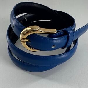 Vintage 1980s Blue Women’s Leather Skinny Size Large Taiwan Size 34